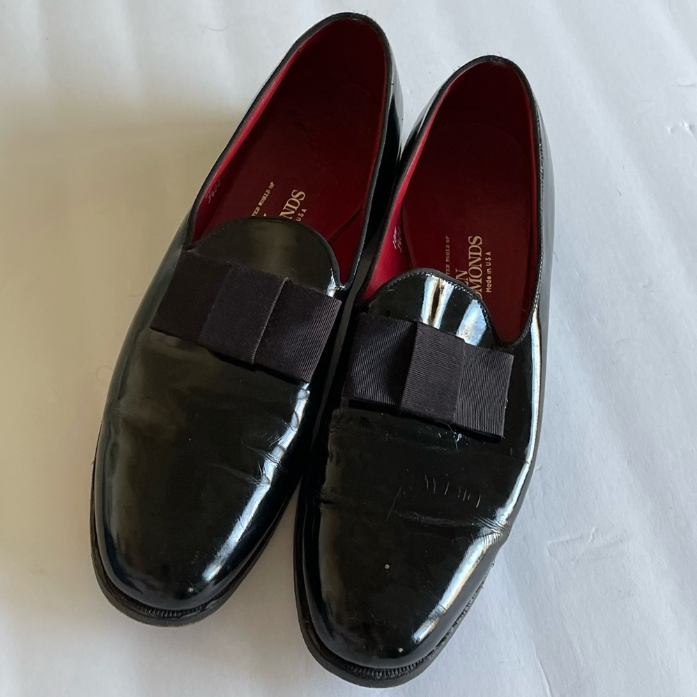 Allen Edmonds Ritz Patent Leather Grosgrain Bow Tuxedo Shoe Men 10.5 AA FORMAL